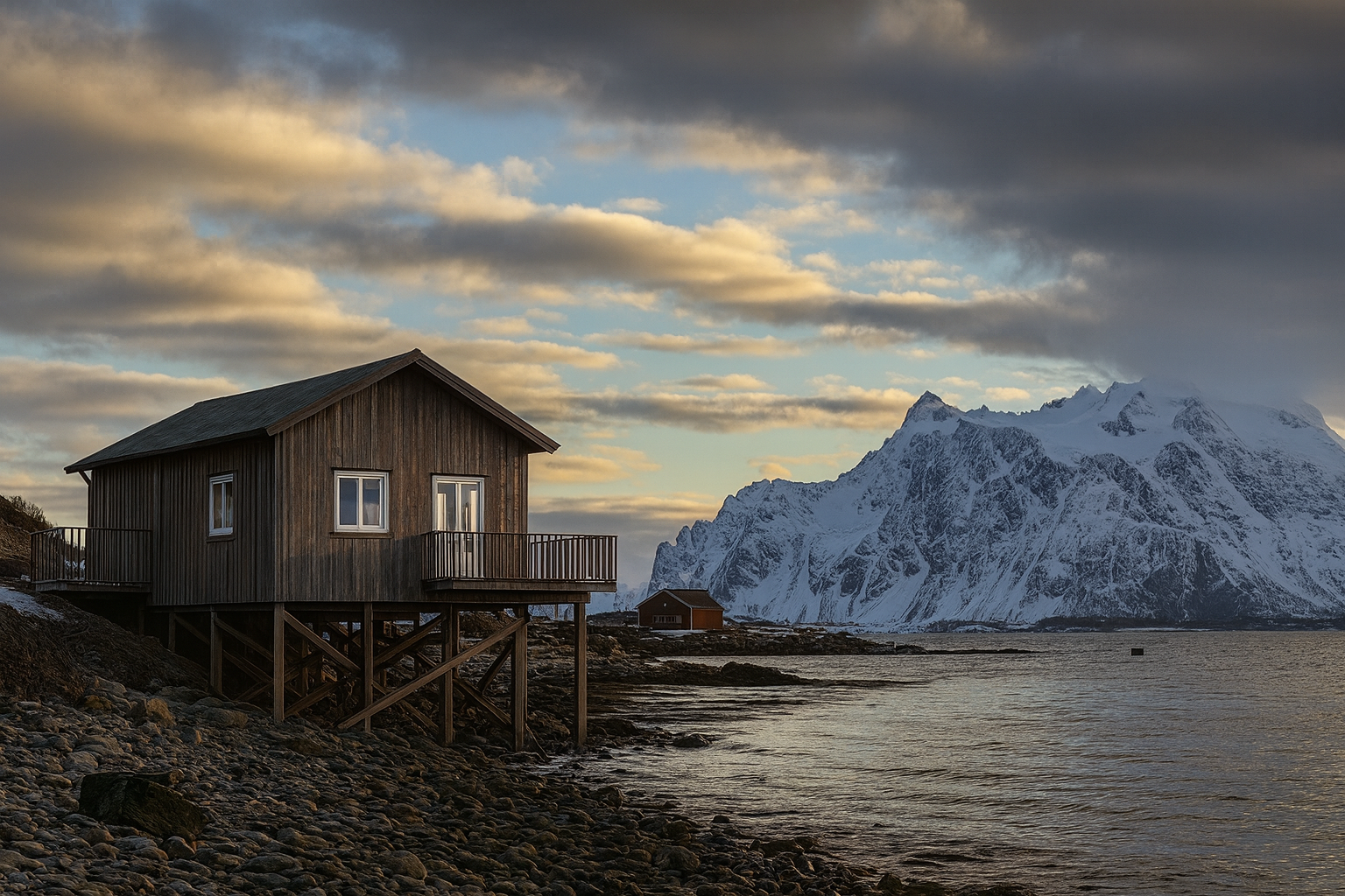 Seaside cabin with mountain views